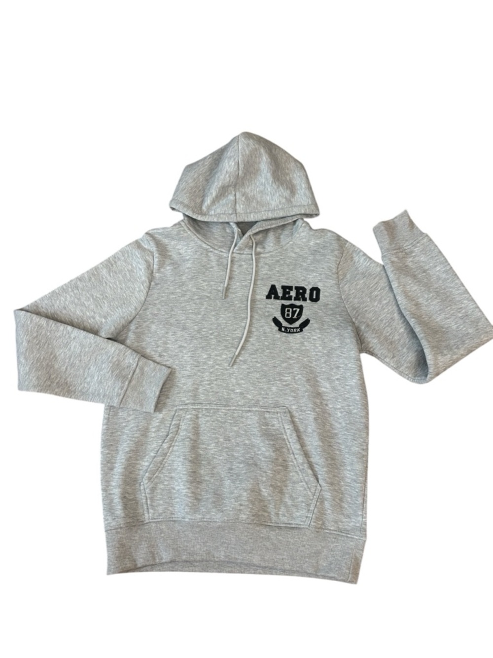 Aeropostale Men's Heathered Gray Pullover Sweatshirt Hoodie Y2K Size M